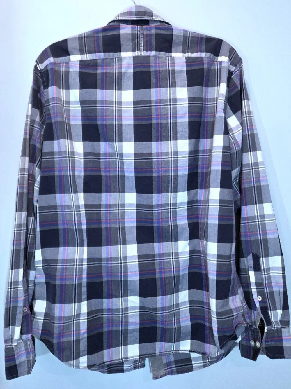 Banana Republic Grant Fit Blue & Red Plaid Button Down Shirt Size L